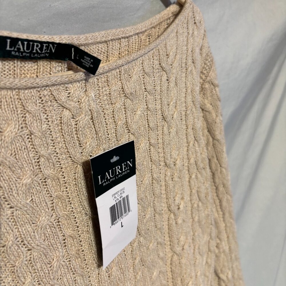 $$SOLD$$ Lauren Ralph Lauren Women's Crew Cream Sweater Size L - Picture 3 of 11